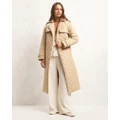 AERE - Quilted Padded Adjustable Belt Trench Coat - Trench Coats (Neutral) Quilted Padded Adjustable Belt Trench Coat