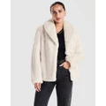 ENA PELLY - Marni Faux Fur Jacket - Coats & Jackets (Bone) Marni Faux Fur Jacket