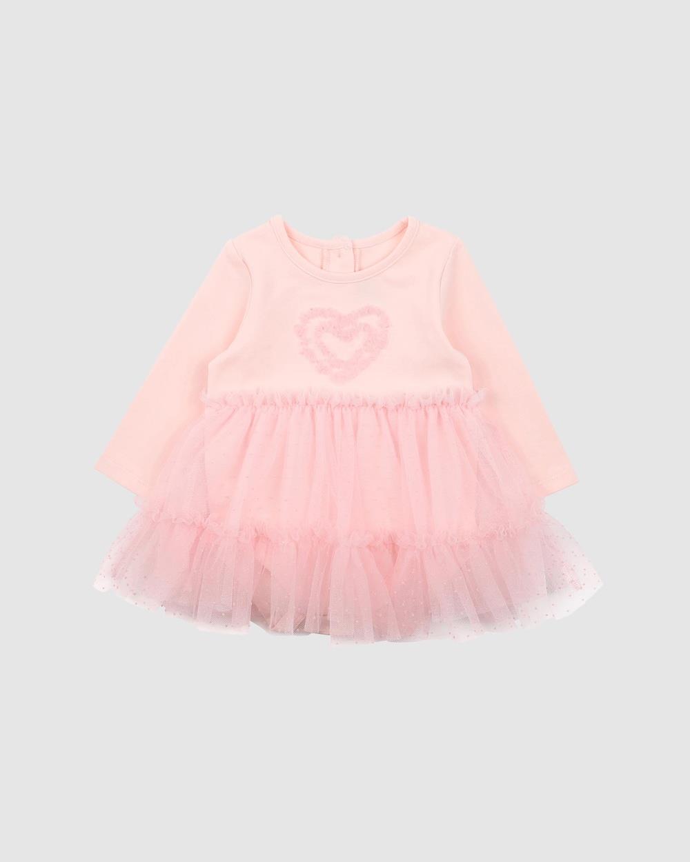 Fox & Finch - Starlette Heart Tutu Overlay Dress Babies - Dresses (Pink) Starlette Heart Tutu Overlay Dress - Babies