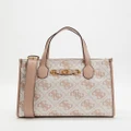 Guess - Izzy 2 Jacquard Compartment Tote - Handbags (Dusty Rose Logo) Izzy 2 Jacquard Compartment Tote