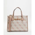 Guess - Izzy 2 Jacquard Compartment Tote - Handbags (Dusty Rose Logo) Izzy 2 Jacquard Compartment Tote