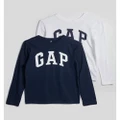 Gap - Kids 2 Pack Gap Logo Long Sleeve T Shirt - Short Sleeve T-Shirts (MULTI) Kids 2 Pack Gap Logo Long Sleeve T-Shirt
