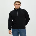 Superdry - Essential Logo Half Zip Sweatshirt - Sweats (Black) Essential Logo Half Zip Sweatshirt