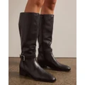 AERE - Buckle Leather Riding Boots - Boots (Black) Buckle Leather Riding Boots