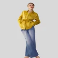 Cynthia Rowley - SATIN SAFARI JACKET - Coats & Jackets (Yellow) SATIN SAFARI JACKET