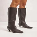 AERE - Low Heel Leather Boots - Boots (Dark Brown) Low Heel Leather Boots