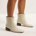 AERE - Contrast Heel Leather Ankle Boots - Boots (Cream) Contrast Heel Leather Ankle Boots