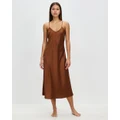 Gingerlilly - Summer Satin Dress - Sleepwear (Brown) Summer Satin Dress