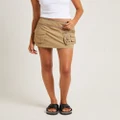 Insight - Multi Pocket Cargo Mini Skirt - Skirts (KHAKI) Multi Pocket Cargo Mini Skirt