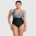 Zoggs - Panel Crossback One Piece - One-Piece / Swimsuit (Black Metal) Panel Crossback One-Piece