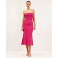 AERE - Strapless Rib Midi Dress - Bodycon Dresses (Raspberry Pink) Strapless Rib Midi Dress