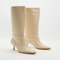 AERE - Knee High Leather Boots - Knee-High Boots (Nougat Cream) Knee High Leather Boots