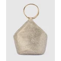Olga Berg - Ellie Crystal Mesh Ring Handle Bag - Clutches (Champagne) Ellie Crystal Mesh Ring Handle Bag