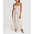 Rhythm - Classic Shirred Midi Dress - Dresses (Oat) Classic Shirred Midi Dress