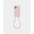 LOUVE COLLECTION - Dusty Pink Phone Case + Kate Gold Plated Wristlet - Novelty Gifts (Pink/Pearl) Dusty Pink Phone Case + Kate Gold-Plated Wristlet