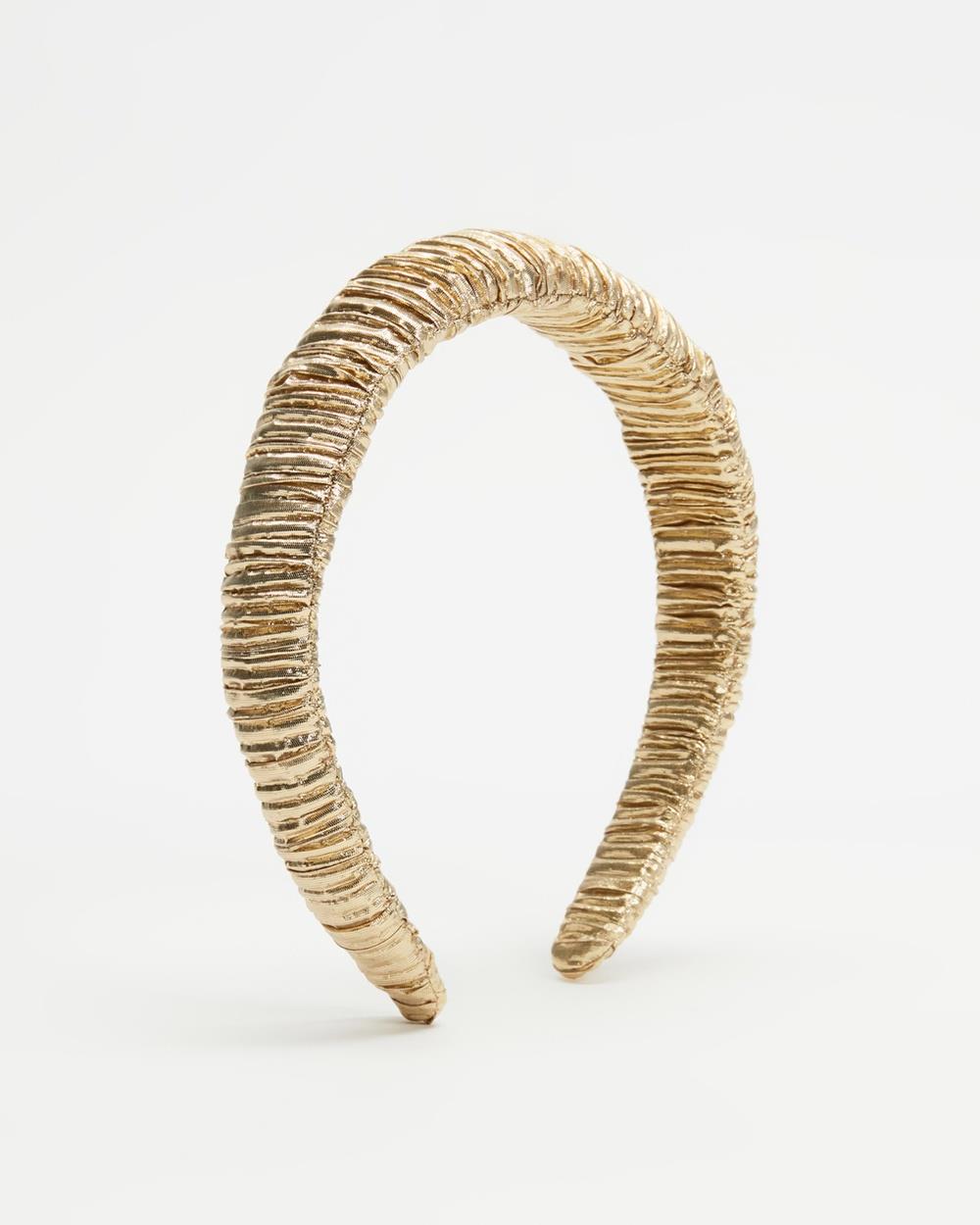 Loeffler Randall - Marina Puffy Headband - Hair Accessories (Gold Pleated Lame) Marina Puffy Headband