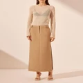 Shona Joy - Irena Side Split Maxi Skirt - Skirts (Wheat) Irena Side Split Maxi Skirt