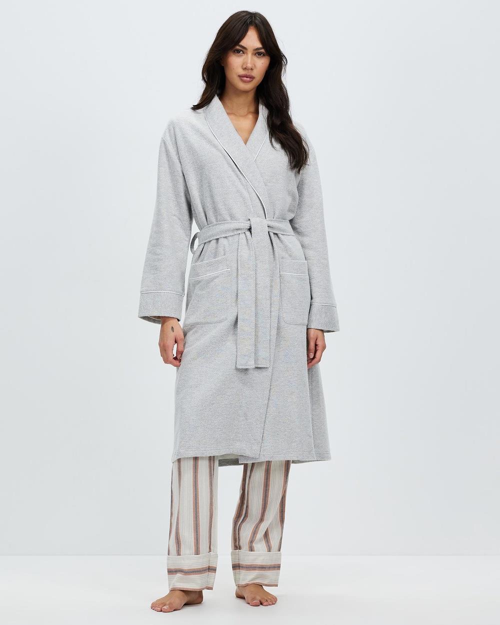 Gingerlilly - Lenore Cotton Long Robe - Sleepwear (Grey) Lenore Cotton Long Robe