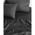 Linen House - Vienna 300TC Cotton Percale 40cm Fitted Sheet - Home (Charcoal) Vienna 300TC Cotton Percale 40cm Fitted Sheet