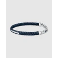 Maserati - Blue with Silver 22.5cm Recycled Leather Bracelet - Jewellery (Blue) Blue with Silver 22.5cm Recycled Leather Bracelet