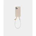 LOUVE COLLECTION - Desert Sand Phone Case + Pearl Wristlet - Novelty Gifts (Beige/Pearl) Desert Sand Phone Case + Pearl Wristlet