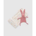 Purebaby - Muslin Comforter & Wrap Set Babies - Sleep & Swaddles (Bunny Posy) Muslin Comforter & Wrap Set-Babies