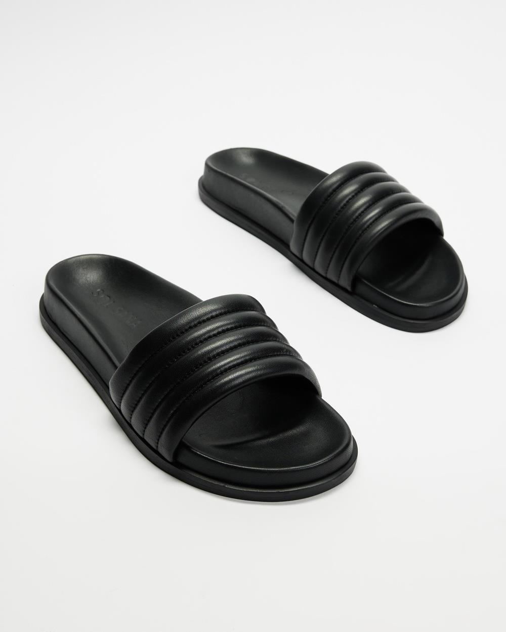 Sol Sana - Orla Footbed Slides - Sandals (Black) Orla Footbed Slides