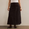 AERE - Panelled Linen Maxi Skirt - Skirts (Black) Panelled Linen Maxi Skirt