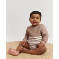 Country Road - Organically Grown Cotton Stripe Knit Long Sleeve Bodysuit - All onesies (Neutrals) Organically Grown Cotton Stripe Knit Long Sleeve Bodysuit