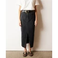 Atmos&Here - Leila Denim Split Maxi Skirt - Denim skirts (Mid Grey Wash) Leila Denim Split Maxi Skirt