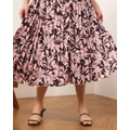 Atmos&Here Curvy - Lotus Satin Skirt - Skirts (Passion Flower) Lotus Satin Skirt