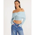 SNDYS - Madrid Off Shoulder Top ICONIC EXCLUSIVE - Tops (Sky Blue) Madrid Off Shoulder Top - ICONIC EXCLUSIVE