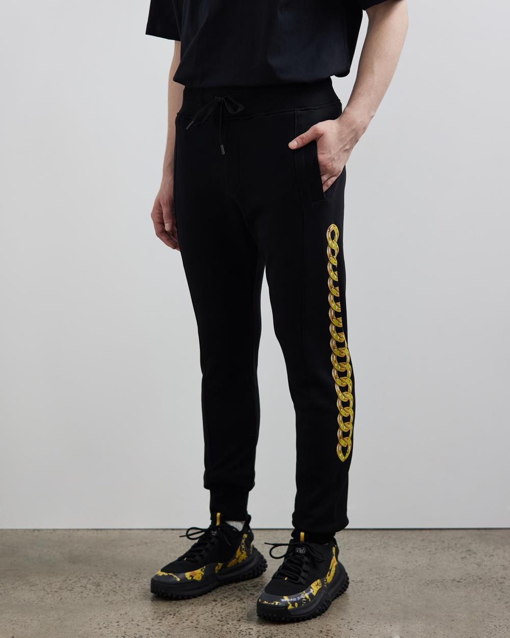 Versace Jeans Couture - Chain Print Sweatpants - Pants (Black) Chain Print Sweatpants