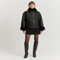 Country Road - Leather Shearling Jacket - Coats & Jackets (Black) Leather Shearling Jacket