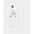 LOUVE COLLECTION - Clear Phone Case + Pearl Crossbody Chain & Wristlet - Novelty Gifts (Clear/Pearl) Clear Phone Case + Pearl Crossbody Chain & Wristlet