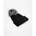 The North Face - Oh Mega Faux Fur Pom Beanie - Headwear (Black) Oh Mega Faux Fur Pom Beanie