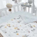 Living Textiles - Reversible Jersey Cot Comforter Up Up & Away Stripes - Nursery (Blue) Reversible Jersey Cot Comforter - Up Up & Away-Stripes