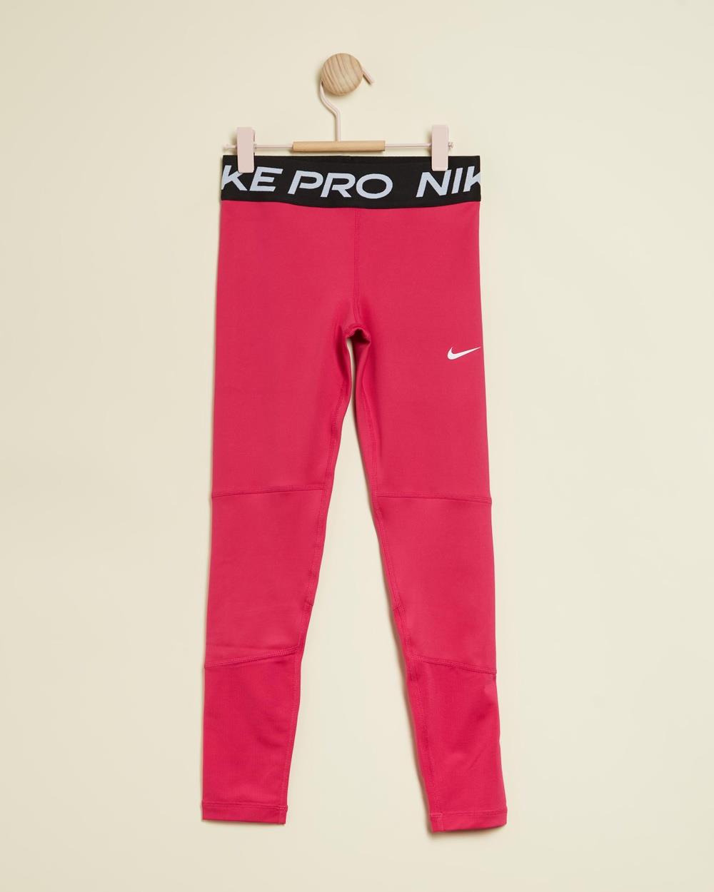 Nike - Pro Dri FIT Leggings Teens - Pants (Fireberry, Black & White) Pro Dri-FIT Leggings - Teens