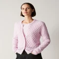 Trenery - Mohair Wool Blend Pointelle Cardigan in Blossom Pink - Jumpers & Cardigans (Pink) Mohair Wool Blend Pointelle Cardigan in Blossom Pink