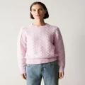 Trenery - Wool Cable Knit Crew in Blossom Pink - Jumpers & Cardigans (Pink) Wool Cable Knit Crew in Blossom Pink