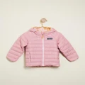 Patagonia - Reversible Down Sweater Hoodie Babies - Hoodies (Peaceful Pink) Reversible Down Sweater Hoodie - Babies