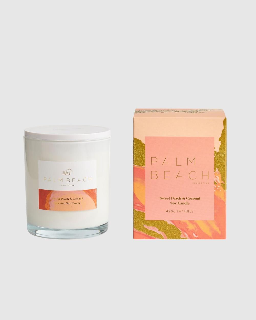 Palm Beach Collection - Sweet Peach & Coconut 420g Scented Soy Candle - Home Fragrance (Orange) Sweet Peach & Coconut 420g Scented Soy Candle