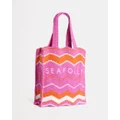Seafolly - Beach Bazaar Crochet Tote Bag - Bags (Hot Pink) Beach Bazaar Crochet Tote Bag