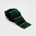 Polo Ralph Lauren - Knitted Striped Tie - Ties (Green, Navy & Gold) Knitted Striped Tie