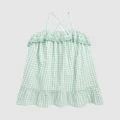 Polo Ralph Lauren - Gingham Cotton Madras Dress ICONIC EXCLUSIVE Kids - Dresses (Faded Mint/Deckwash White) Gingham Cotton Madras Dress - ICONIC EXCLUSIVE - Kids