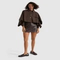 Seed Heritage - Cropped Trench Cape - Scarves & Gloves (Dark Espresso) Cropped Trench Cape