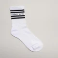 Sweaty Betty - Varsity Slogan Socks - Crew Socks (White & Black) Varsity Slogan Socks