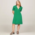 Tommy Hilfiger - Ribbed Polo Fit And Flare Sweater Dress - Dresses (Olympic Green) Ribbed Polo Fit And Flare Sweater Dress