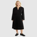 Tommy Hilfiger - Stitch Pleated Midi Dress - Dresses (Black) Stitch Pleated Midi Dress