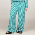 Tommy Hilfiger - Relaxed Wide Leg Stripe Pull On Trousers - Pants (Bold Stripe & Olympic Green) Relaxed Wide Leg Stripe Pull-On Trousers